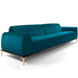 Sofá 3 Lugares Para Sala de Estar Molino 180 cm D02 Veludo Azul Turquesa B-66 - Lyam Decor