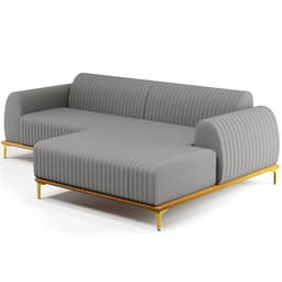 Sofá 3 Lugares com Chaise Direito Sala Estar Molino 230cm D02 Linho Cinza Escuro C-416 - Lyam Decor