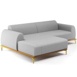 Sofá 3 Lugares com Chaise Esquerdo Sala de Estar Molino 230cm D02 Linho Cinza D-315 - Lyam Decor