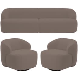 Sofá 4 Lugares Curvo Orgânico com 02 Poltronas Para Sala Living 280cm Barolo L06 Veludo Marrom - Lyam Decor