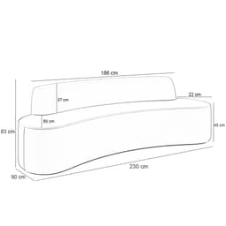 Sofá 4 Lugares Curvo Sala de Estar Living Cancún D02 Couríssimo Whisky 230 cm B-90 - Lyam Decor