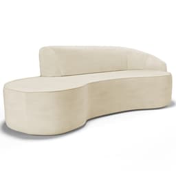 Sofá 4 Lugares Curvo Sala de Estar Living Firenze Direito D02 Linho Bege 260 cm D-463 - Lyam