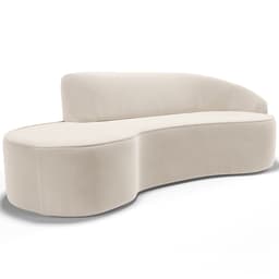 Sofá 4 Lugares Curvo Sala de Estar Living Firenze Direito D02 Veludo Bege 260 cm C-309 - Lyam