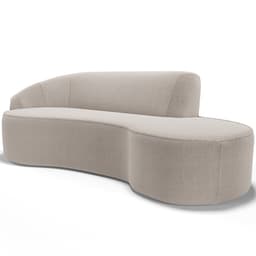 Sofá 4 Lugares Curvo Sala de Estar Living Firenze Esquerdo D02 Bouclê Bege 230 cm B-62 - Lyam