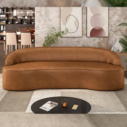 Sofá 4 Lugares Curvo Sala de Estar Living Lótus D02 Couríssimo Whisky 260 cm B-90 - Lyam Decor