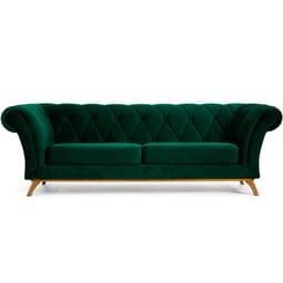 Sofá 4 Lugares Para Sala de Estar Império 260 cm D02 Veludo Verde Musgo C-303 - Lyam Decor