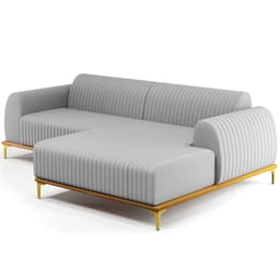 Sofá 4 Lugares com Chaise Direito Para Sala de Estar Molino 255cm D02 Linho Cinza D-315 - Lyam Decor