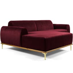 Sofá 4 Lugares com Chaise Esquerdo Para Sala Molino 255cm D02 Veludo Marsala C-278 - Lyam Decor
