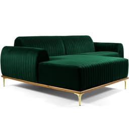 Sofá 4 Lugares com Chaise Esquerdo Para Sala Molino 265cm D02 Veludo Verde Musgo B-303 - Lyam Decor