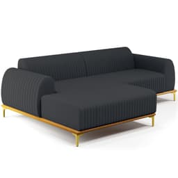 Sofá 4 Lugares com Chaise Esquerdo Sala de Estar Molino 255cm D02 Linho Chumbo D-465 - Lyam Decor