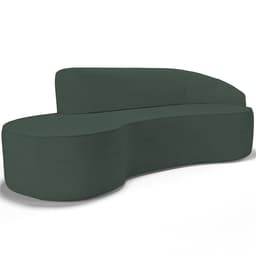 Sofá 5 Lugares Curvo Sala de Estar Living Firenze Direito D02 Linho Verde Musgo 300 cm C-117 - Lyam