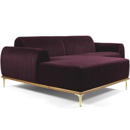 Sofá 5 Lugares com Chaise Esquerdo Para Sala Molino 300cm D02 Veludo Roxo Grape C-292 - Lyam Decor