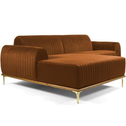Sofá 5 Lugares com Chaise Esquerdo Para Sala Molino 300cm D02 Veludo Telha B-262 - Lyam Decor