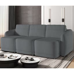 Sofá Cama para Sala de Estar 3 Lugares 246cm Montserrat K01 Bouclê Cinza - Lyam Decor
