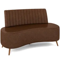 Sofá Chaise Living 2 Lugares 135cm Para Sala Cayman K01 Sintético Marrom - Lyam Decor