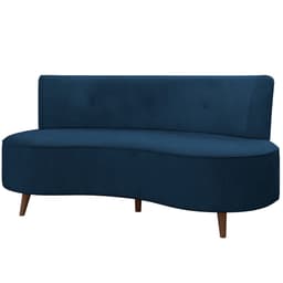 Sofá Chaise Living 2 Lugares 135cm Sala de Estar Istambul K01 Veludo Azul Marinho - Lyam Decor