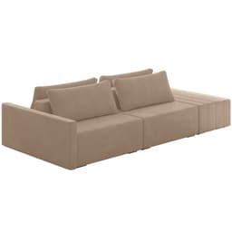 Sofá Ilha Modular Para Sala 232cm com Puff Dublin K01 Veludo Bege - Lyam Decor