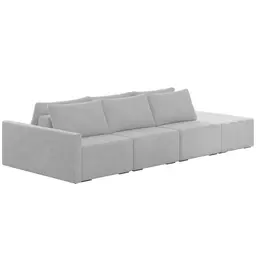 Sofá Ilha Modular Para Sala 312cm com Puff Dublin K01 Veludo Cinza - Lyam Decor
