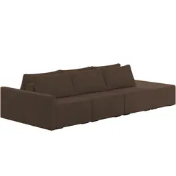 Sofá Ilha Modular Para Sala 312cm com Puff Dublin K01 Veludo Marrom - Lyam Decor