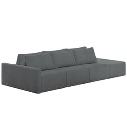 Sofá Ilha Modular Para Sala 342cm com Puff Dublin K01 Bouclê Cinza - Lyam Decor