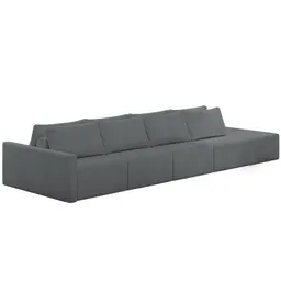 Sofá Ilha Modular Para Sala 432cm com Puff Dublin K01 Bouclê Cinza - Lyam Decor