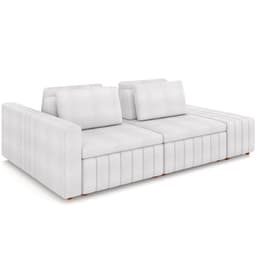 Sofá Ilha com Puff para Sala Living 245cm Amber M03 Bouclê Branco - Lyam Decor