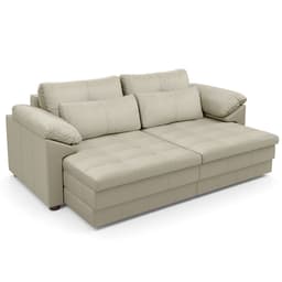 Sofá Retrátil Para Sala de Estar 3 Lugares 250cm Riza S03 Couro Bege Pérola - Lyam Decor