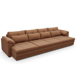 Sofá Retrátil Para Sala de Estar 5 Lugares 379cm Riza S03 Couro Soft Mel - Lyam Decor