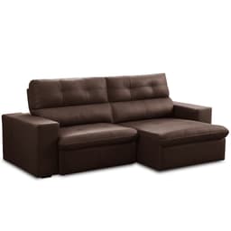 Sofá Retrátil Reclinável Para Sala 3 Lugares 230cm Bryant L06 Couro Marrom - Lyam Decor