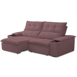 Sofá Retrátil Reclinável Para Sala de Estar Living 210cm Ártico F04 Veludo Lilás - Lyam Decor