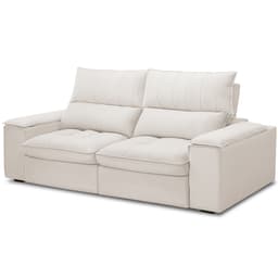 Sofá Retrátil Reclinável Para Sala de Estar Living 210cm Nápoles F04 Bouclê Off White - Lyam Decor