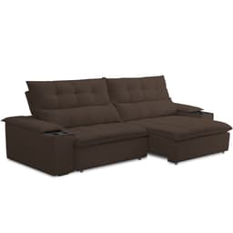 Sofá Retrátil Reclinável Para Sala de Estar Living 230cm Ártico F04 Veludo Marrom - Lyam Decor