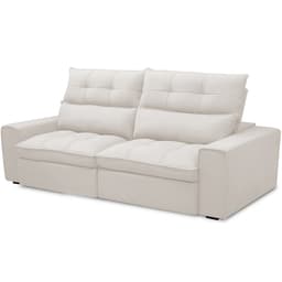 Sofá Retrátil Reclinável Para Sala de Estar Living 230cm Dimas F04 Bouclê Off White - Lyam Decor