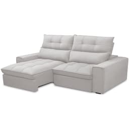 Sofá Retrátil Reclinável Para Sala de Estar Living 230cm Dimas F04 Veludo Cinza - Lyam Decor