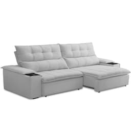 Sofá Retrátil Reclinável Para Sala de Estar Living 250cm Ártico F04 Bouclê Cinza - Lyam Decor