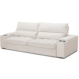 Sofá Retrátil Reclinável Para Sala de Estar Living 280cm Nápoles F04 Bouclê Off White - Lyam Decor