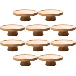 10 Boleiras de Bambu 20cm Pedestal Lyor Decorações de Mesas Festas Pratos para Bolos