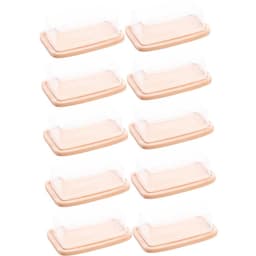 10 Manteigueiras Bambu Tampa Plástica Lyor 19x12,5x6cm Restaurante Porta Queijos Mesa Posta