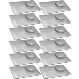 12 Pratos de Melamina com molheira Sushi Lyor 19cm Restaurante Tóquio Granilite