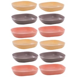 12 Travessas Lyor Petiscos Bowls de Bambu Coloridos 14,5x3cm Sobremesas
