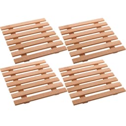 4 Descansos de Panela 17cm Quadrados de Bambu Porta Panela Chaleiras e Travessas Lyor