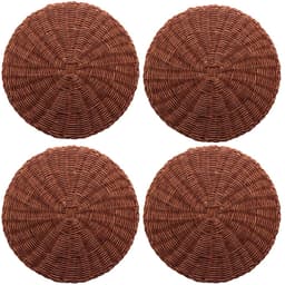 4 Lugares Americano Sousplats Lyor Marrom 38cm Mesa Rattan Plástico Trançado