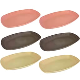 6 Petisqueiras Bambu Plástico Lines Lyor Sortidas 29x18cm Retangular Travessas Frios