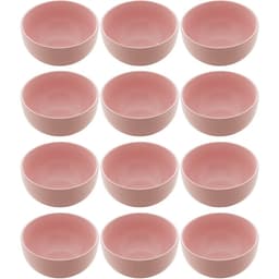 Conjunto 12 Bowls de Cerâmica Rosa 680ml Servir Açaí Caldos Frutas Petiscos Cronus Lyor