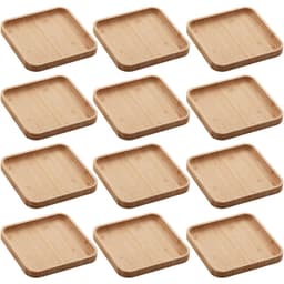 Conjunto 12 Pratos de Bambu Squaze Lyor 17x17cm Bandejas par