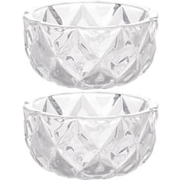 Conjunto 2 Bowls de Cristal Diamond Lyor 270ml para Frutas Petiscos Potinhos Decorativos