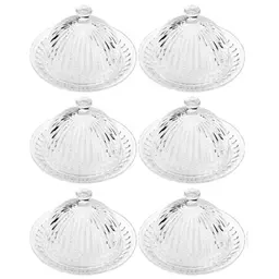 Conjunto 6 Queijeiras de Cristal de Chumbo 20cm Lyor Buffet Hotel Porta Queijo com Tampa