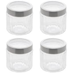 Jogo 4 Potes Redondos de Vidro com Tampas em Aço Inox 870ml Sydney Lyor Transparentes