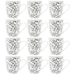 Jogo de Xícaras de Porcelana 12 Canecas com Infusor de Chá e