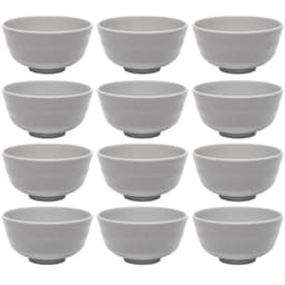 Kit 12 Bowls Tigelas de Melamina 350ml Lyor Sobremesas Sopas Yakisoba Tóquio Granilite Cinza